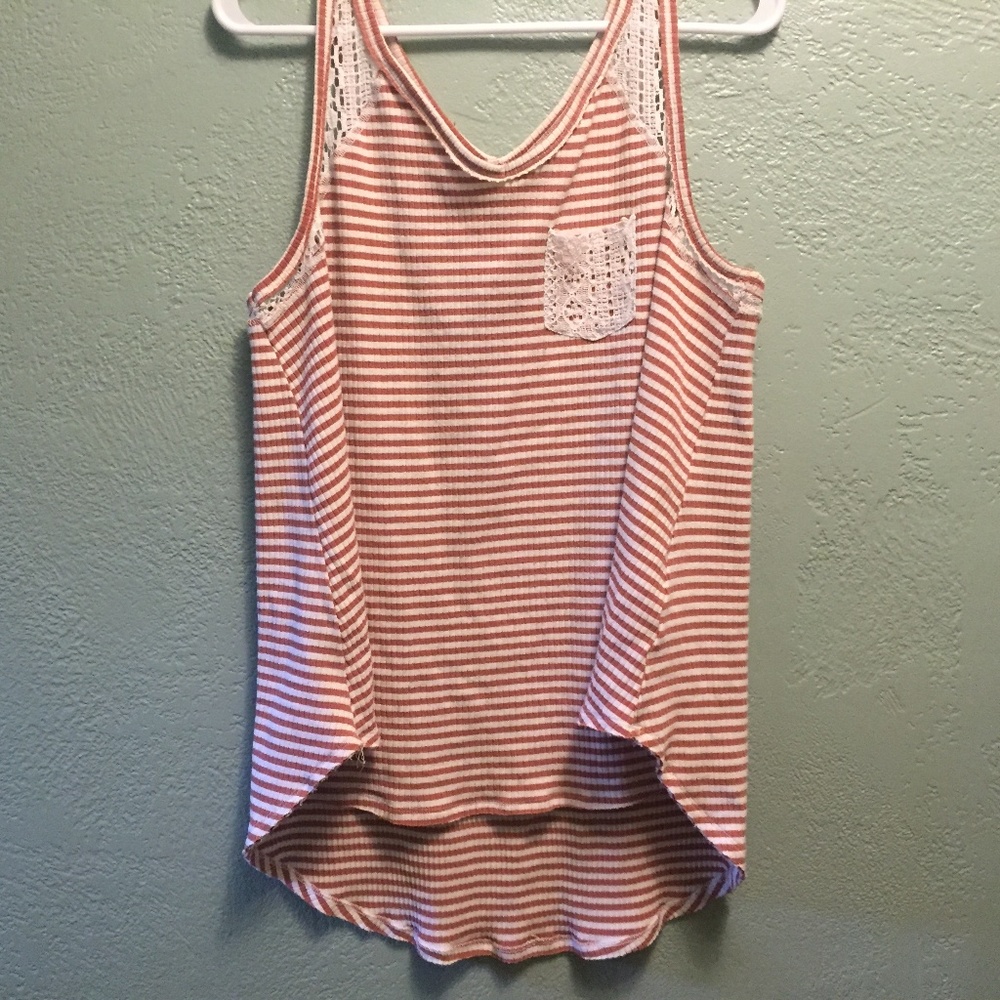 Striped & Stretchy Lace Tank